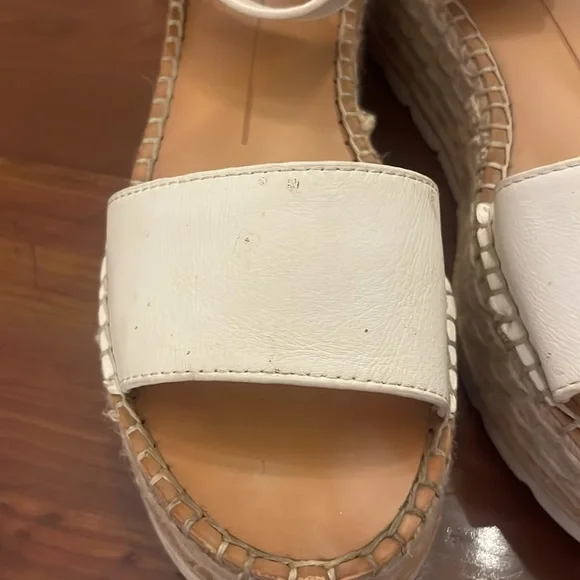 Dolce Vita Larita Leather Espadrilles Platform Sandals Shoes White - Picture 12 of 16